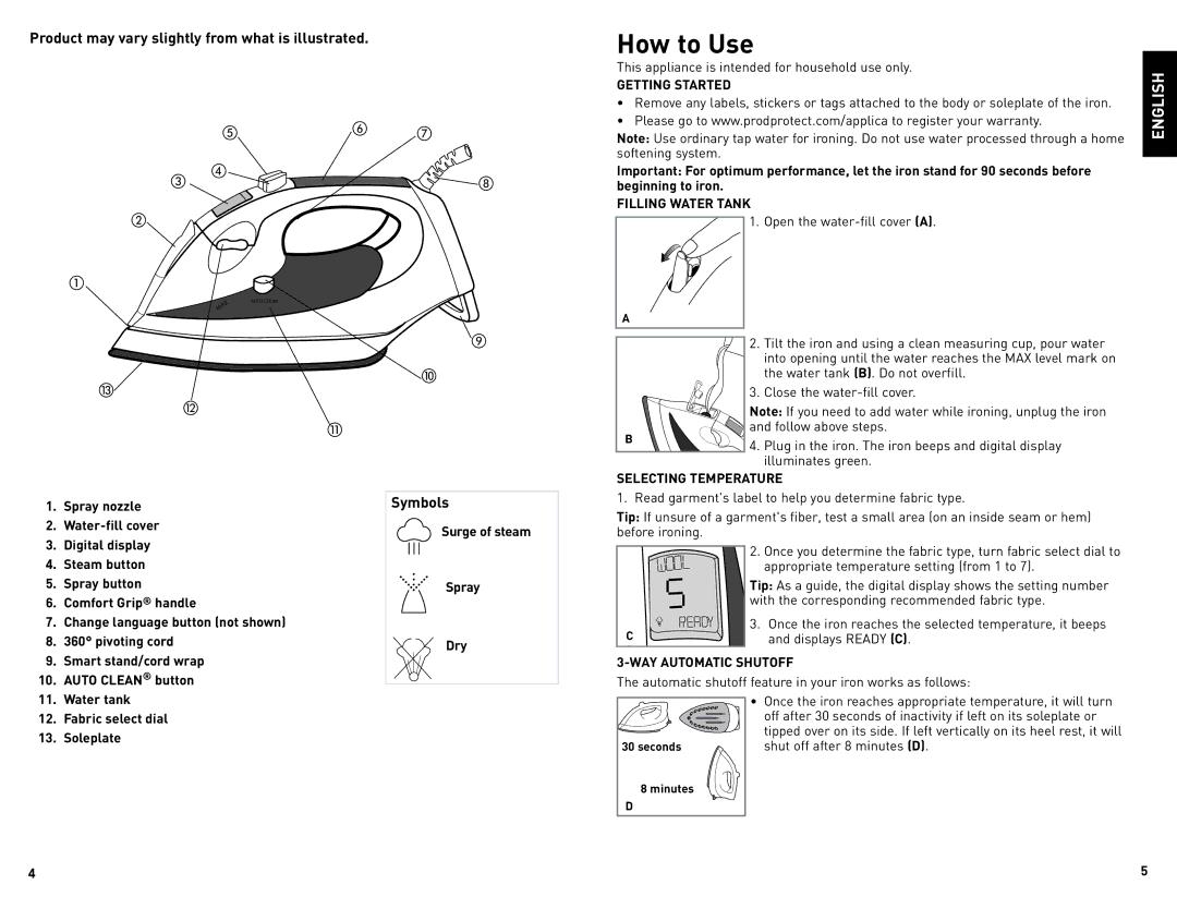 Black & Decker D1500C manual How to Use, Product may vary slightly from what is illustrated, Symbols, Getting Started 